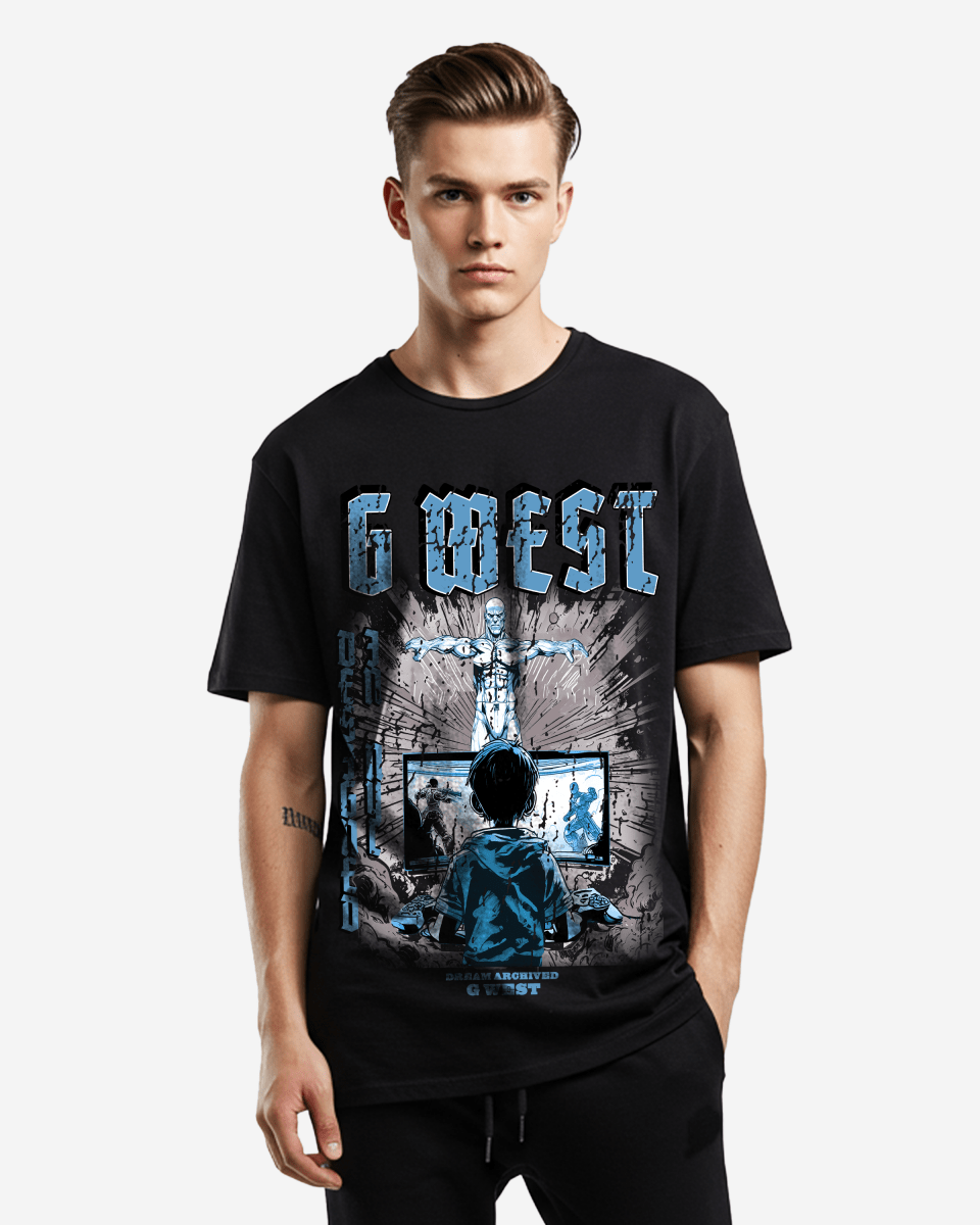 G West Game of G Baby Blue Black Oversized T-Shirt Mens G West