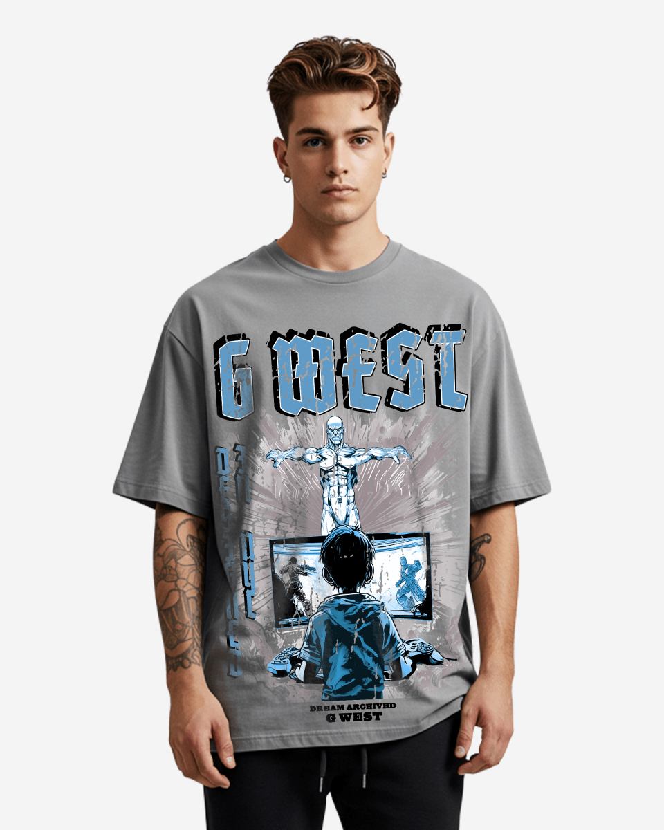 G West Game of G Baby Blue Black Oversized T-Shirt Mens G West