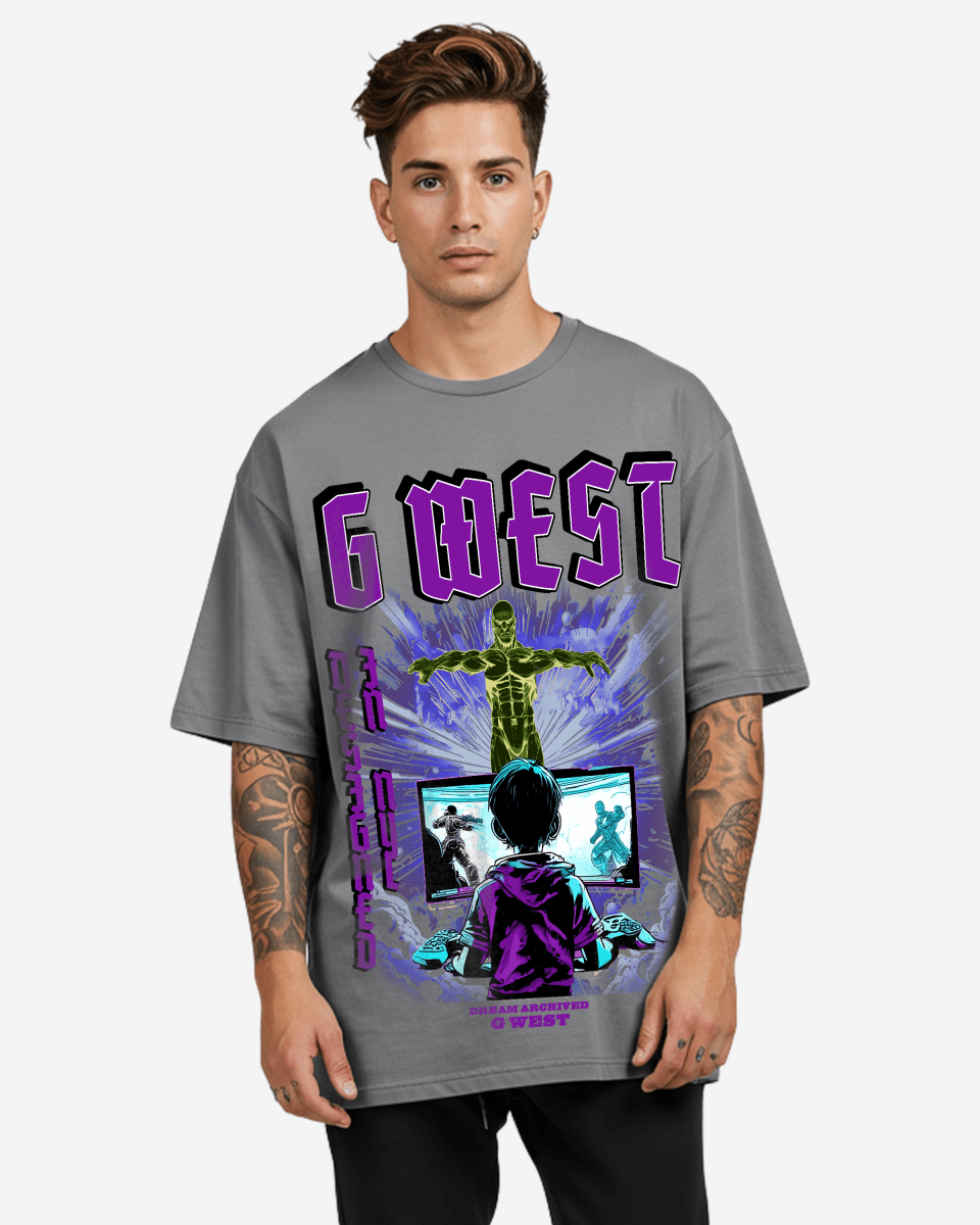 G West Game of G Baby Blue Black Oversized T-Shirt Mens G West