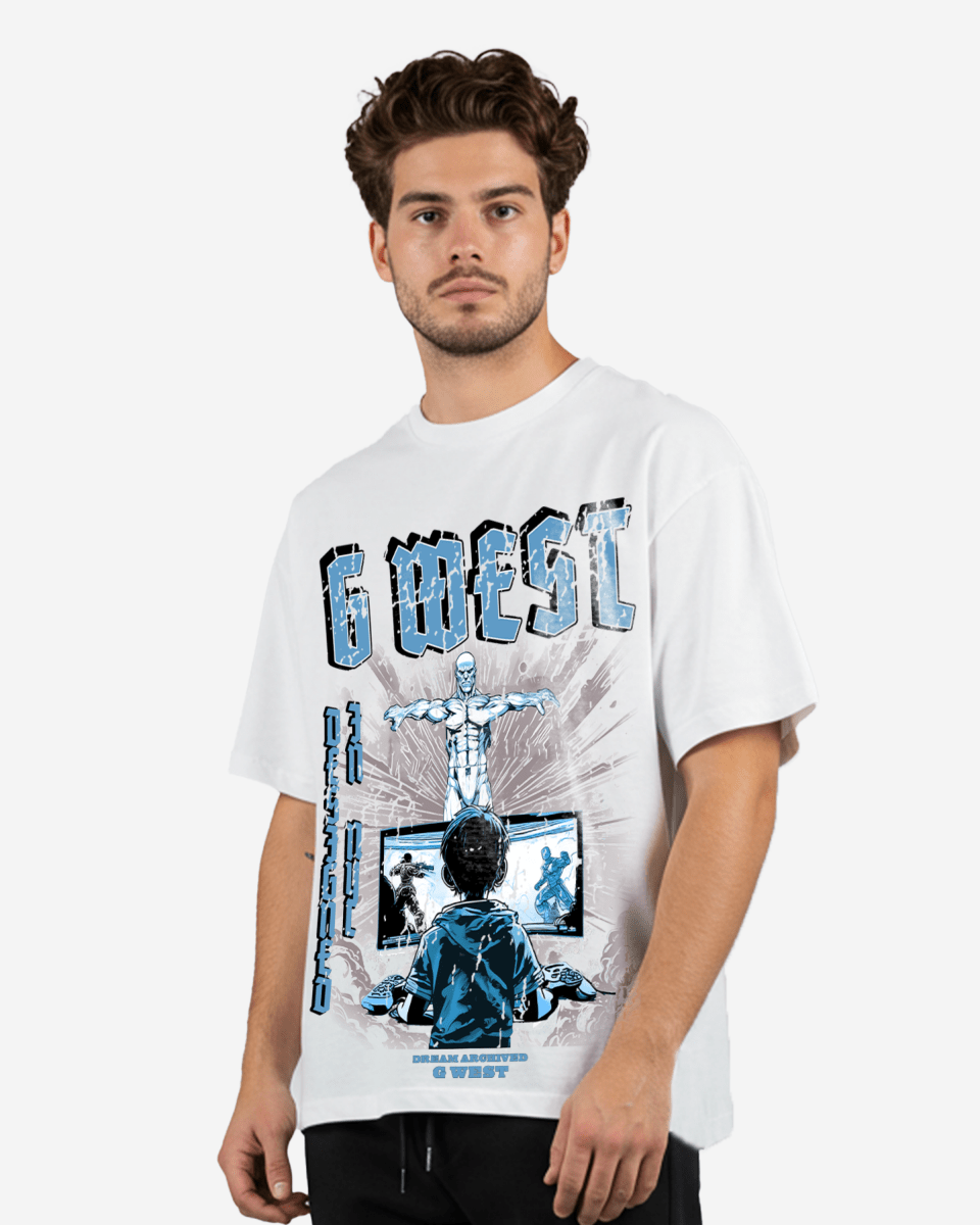 G West Game of G Baby Blue Black Oversized T-Shirt Mens G West