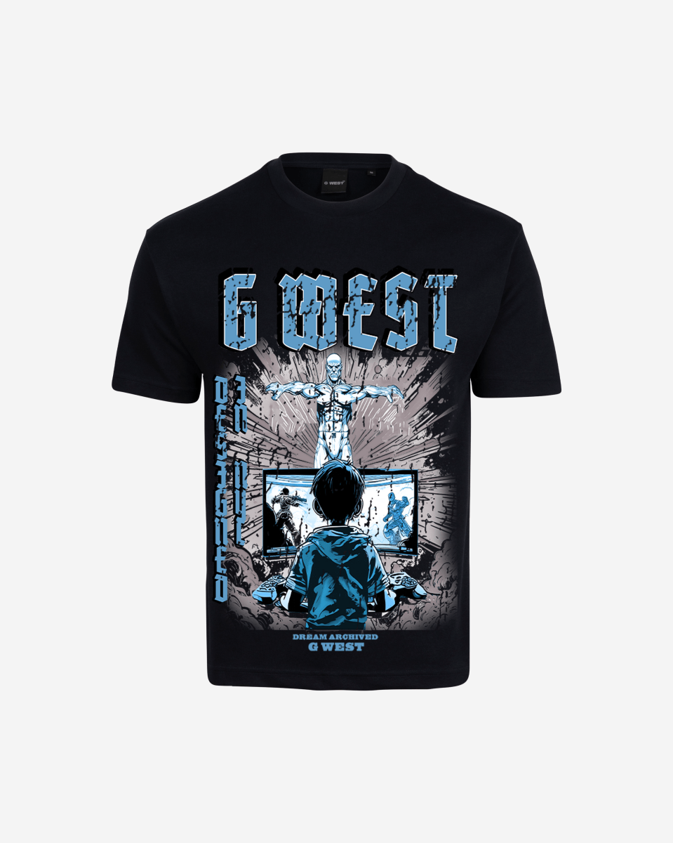 G West Game of G Baby Blue Black Oversized T-Shirt Mens G West