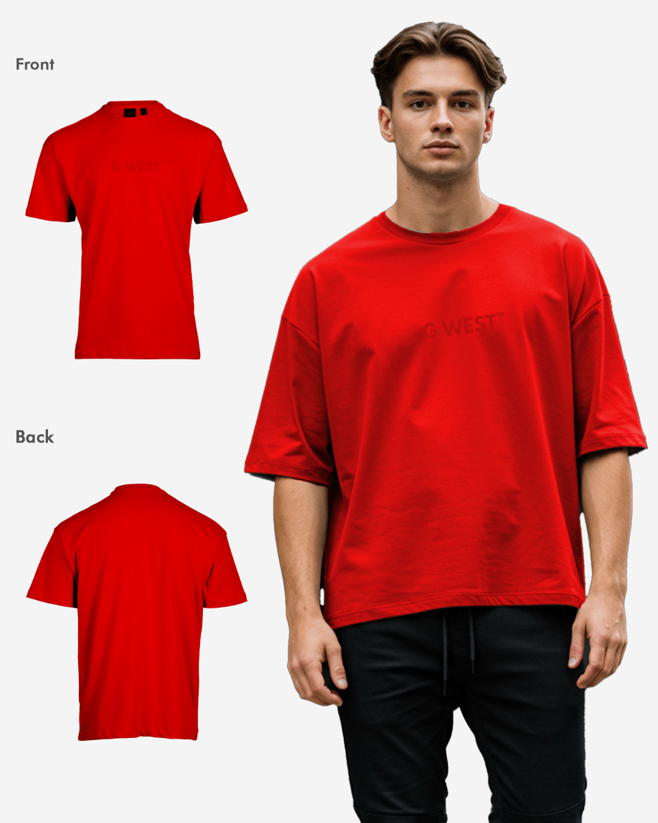 G West Mens Heavyweight Logo Wear Oversized T-Shirt G West