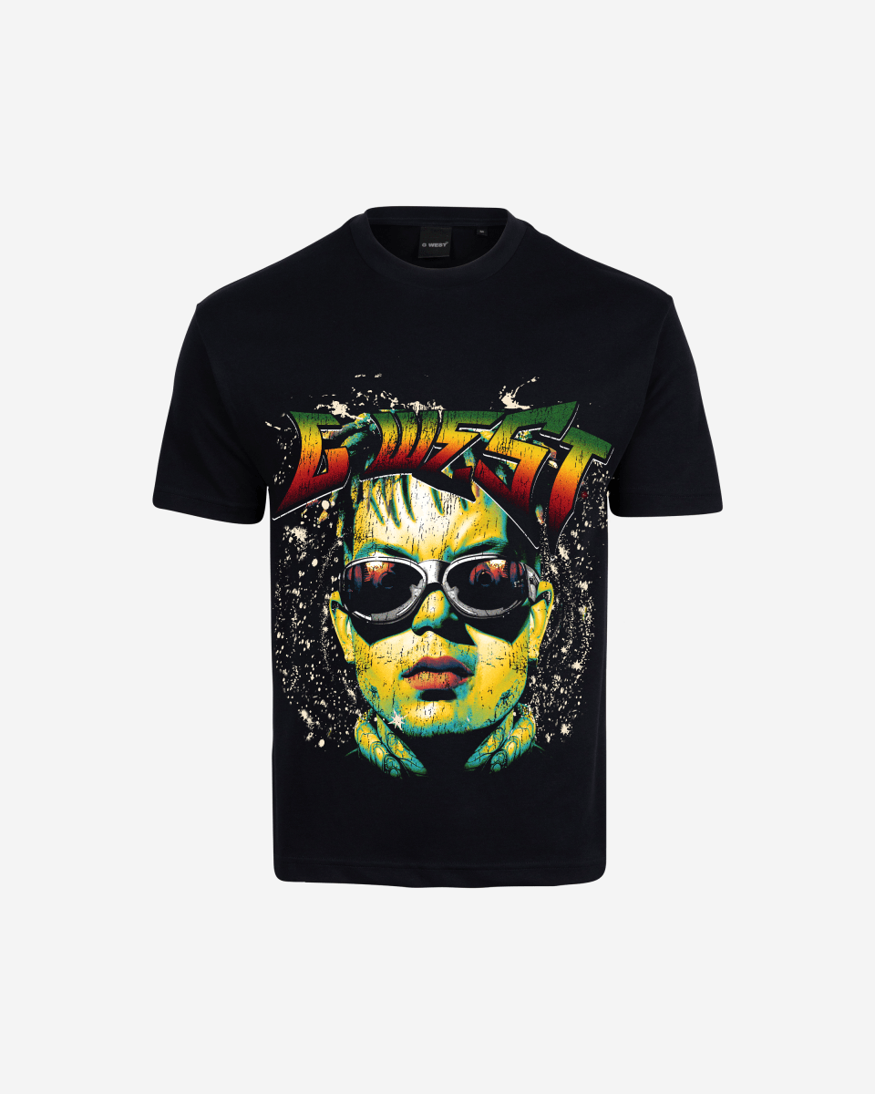 G West Mens Hold Steady Premium Oversized Tee Front And Back Print G West