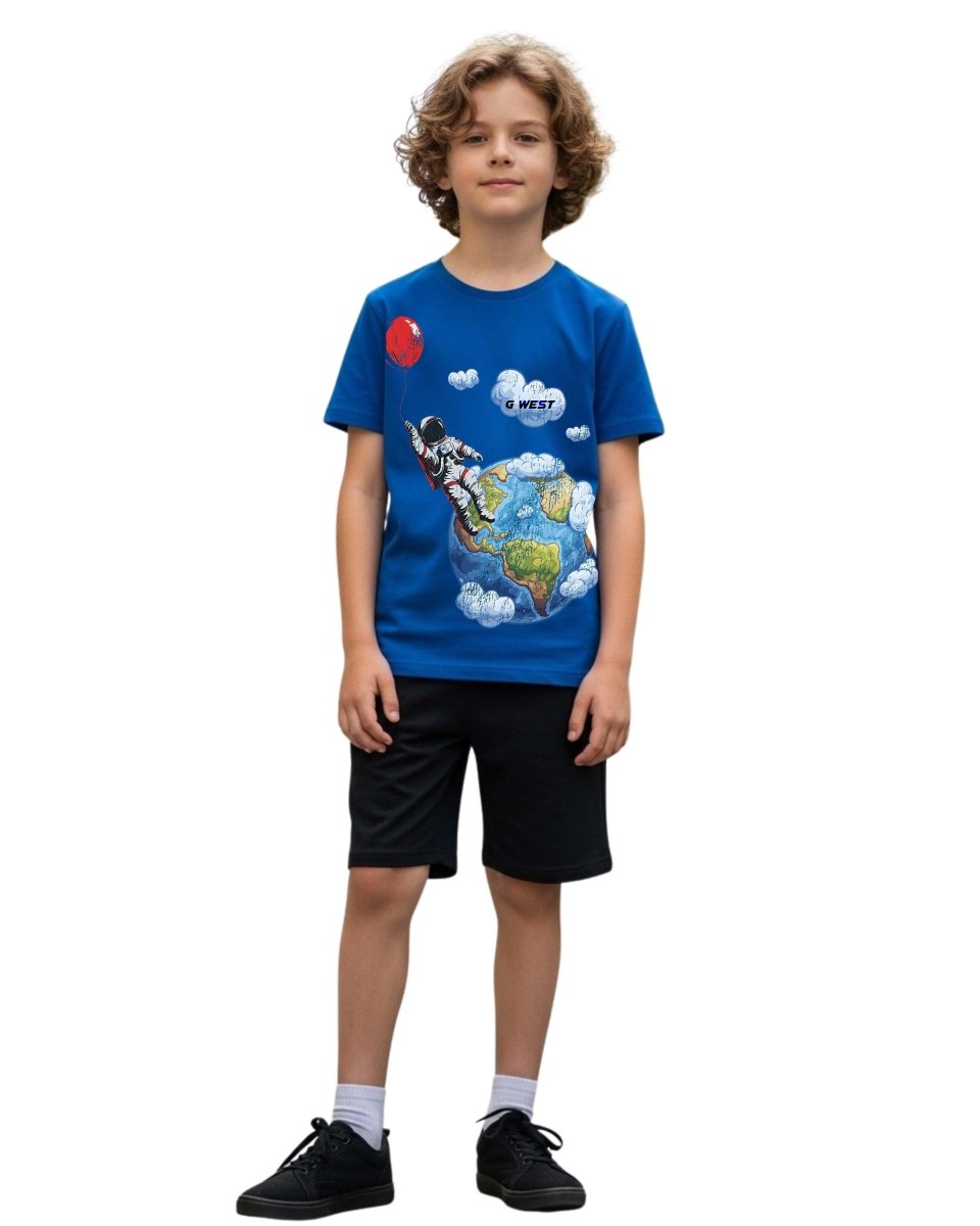 G West Kids Balloon Earth Royal T-Shirt Mens G West