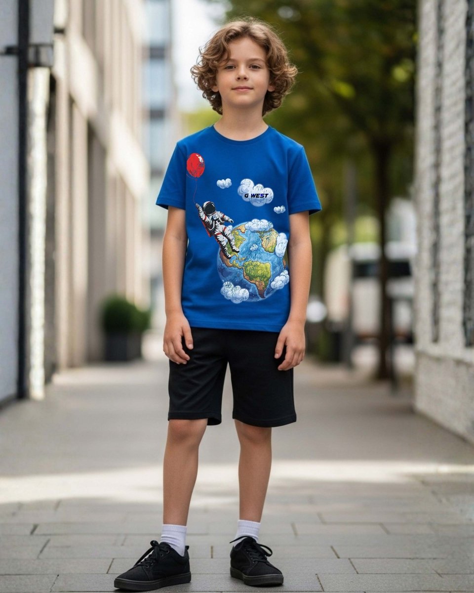 G West Kids Balloon Earth Royal T-Shirt Mens G West
