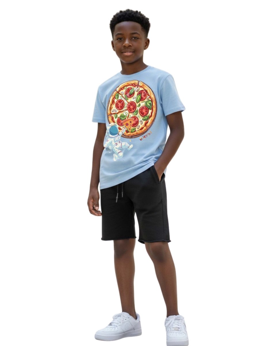 G West Kids Space Pizza Black Tee - Dtpbasty9067 G West