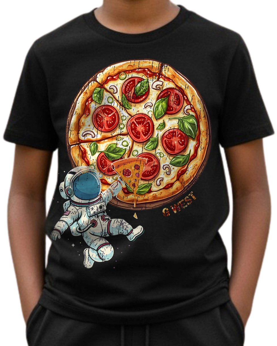 G West Kids Space Pizza Black Tee - Dtpbasty9067 G West