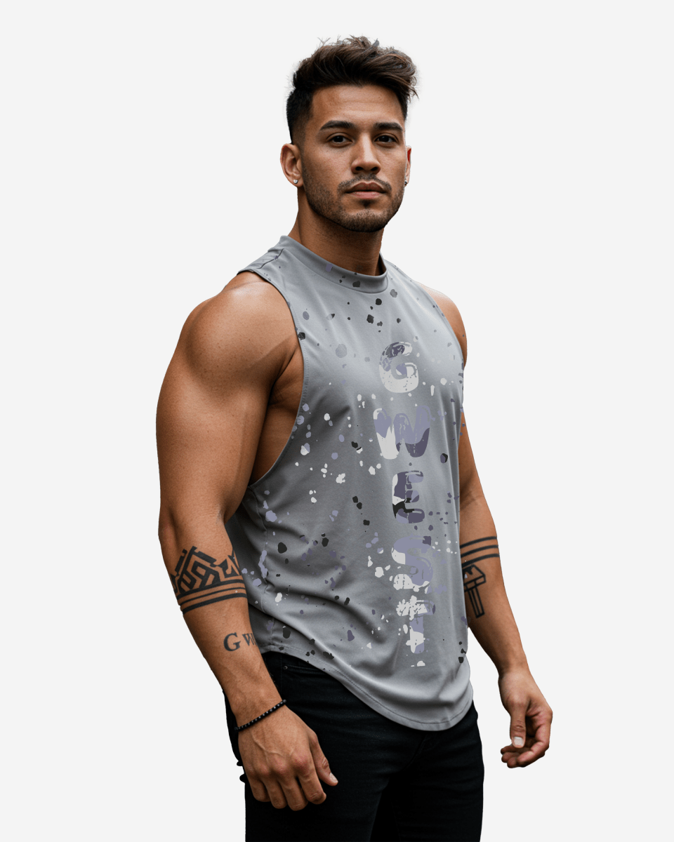 G  WEST LOGO ARMY GREY SPLATTRE GREY TANKS G West