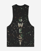 G  WEST LOGO ARMY SPLATTRE BLACK TANKS G West