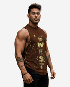 G  WEST LOGO ARMY TAN SPLATTRE BROWN TANKS G West
