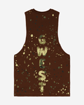 G  WEST LOGO ARMY TAN SPLATTRE BROWN TANKS G West