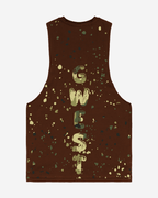 G  WEST LOGO ARMY TAN SPLATTRE BROWN TANKS G West