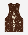 G  WEST LOGO MENS BROWN TANKS G West