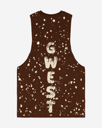 G  WEST LOGO MENS BROWN TANKS G West