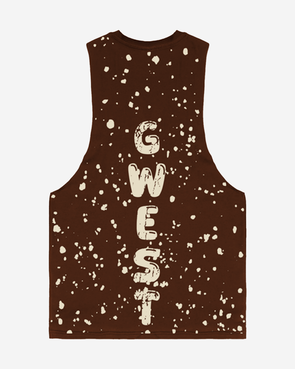 G  WEST LOGO MENS BROWN TANKS G West