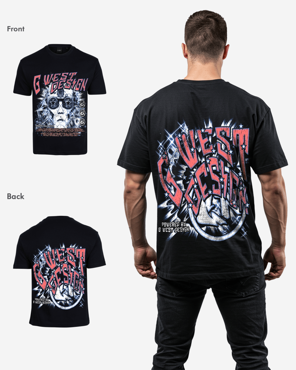 G West Mens  Chasing Dreams Premium Oversized Tee Front And Back Print G West