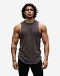 G WEST MENS GYM TANKS - BROWN G West