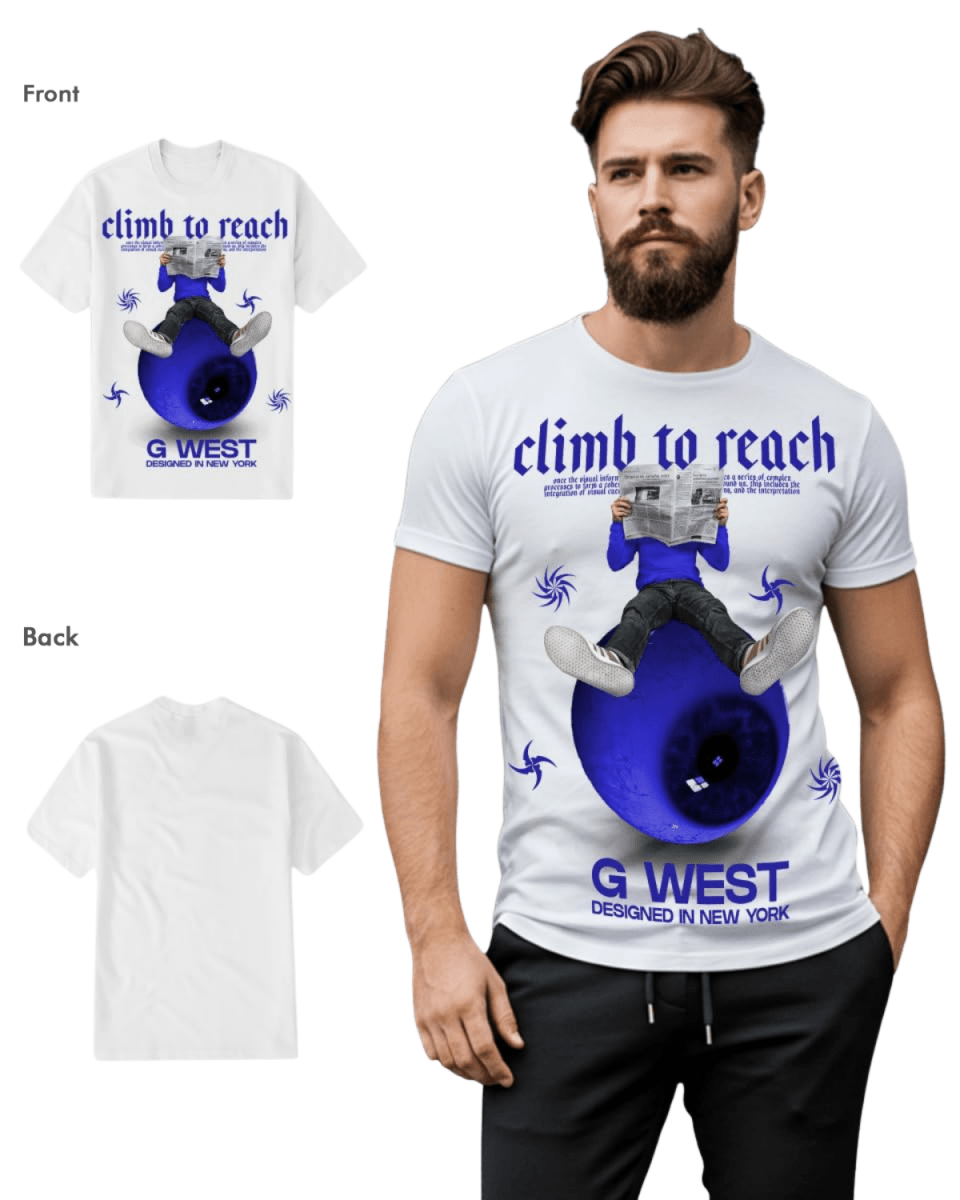 G West Mens News Paper Light Blue Tee G West