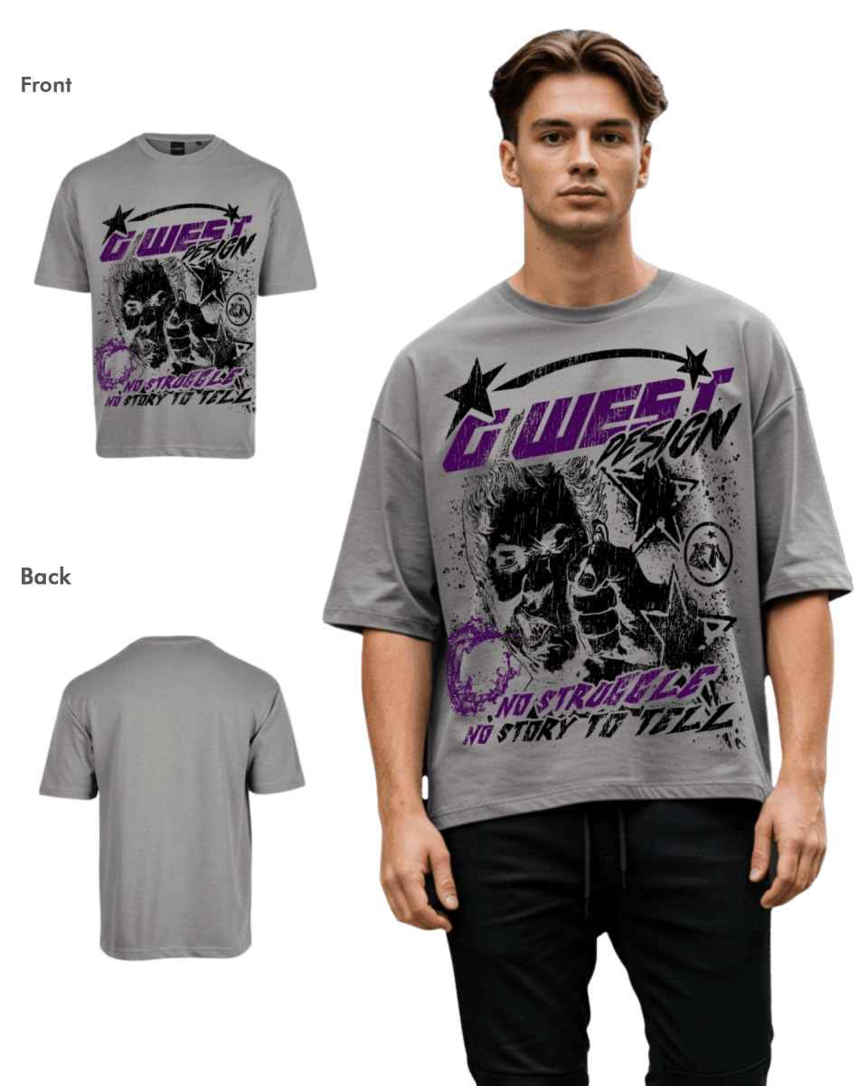 G West Mens No Struggle No Story Oversized Tee G West