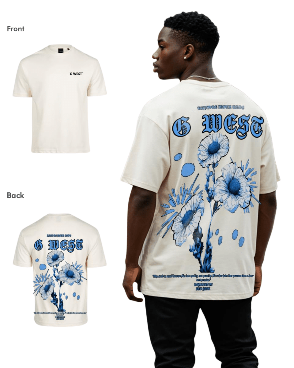 G West Mens Oversized Blue Garden Tee G West