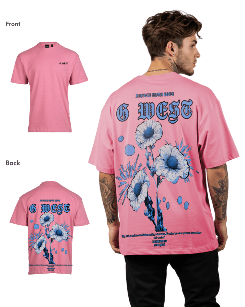 G West Mens Oversized Blue Garden Tee G West