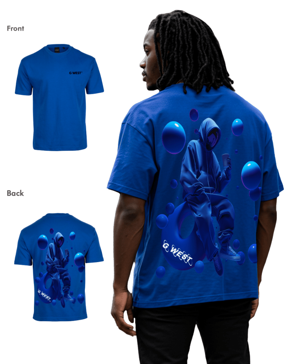 G West Mens Oversized Blue Man Tee G West