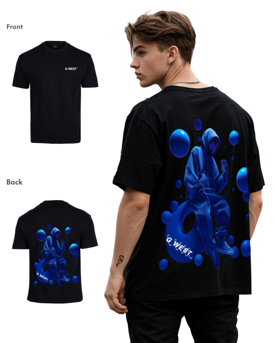 G West Mens Oversized Blue Man Tee G West