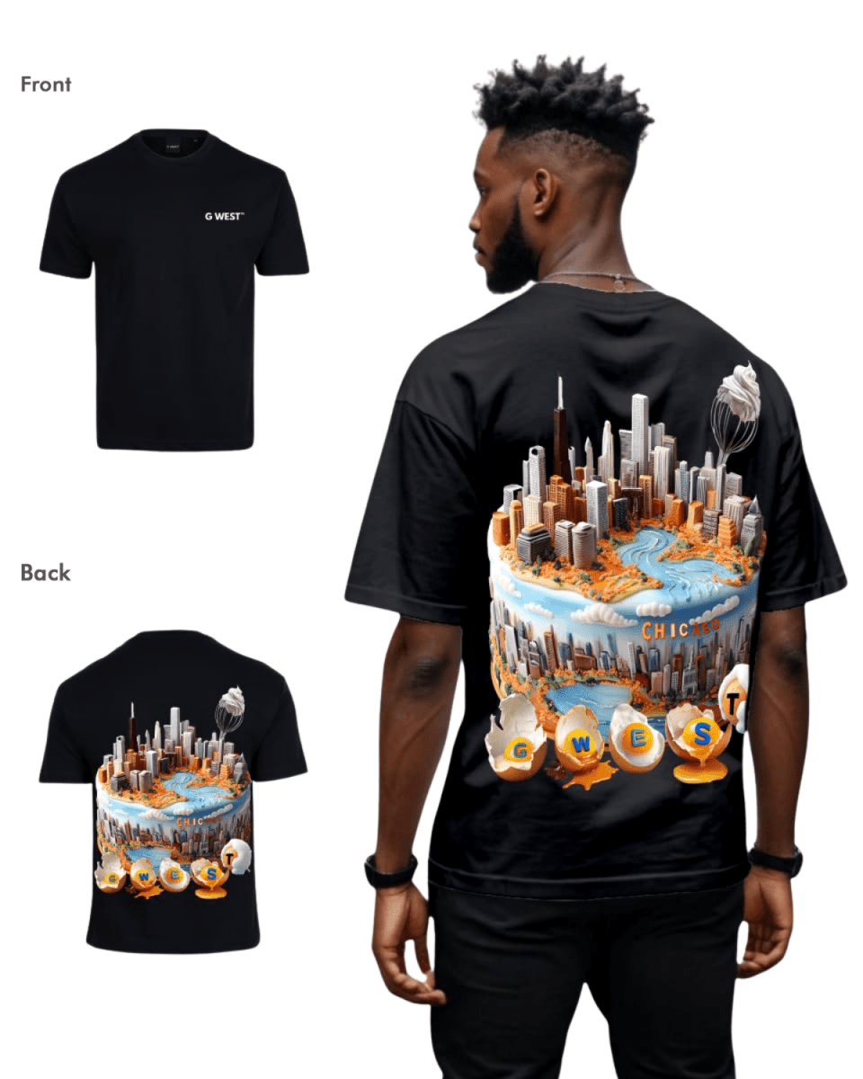 G West Mens Oversized Chicago Cake Tee G West