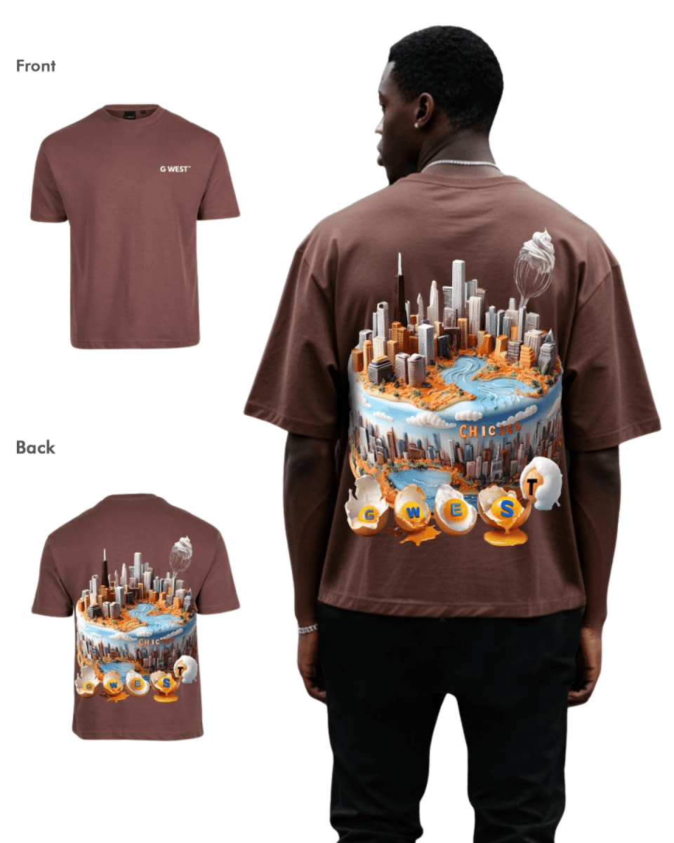 G West Mens Oversized Chicago Cake Tee G West