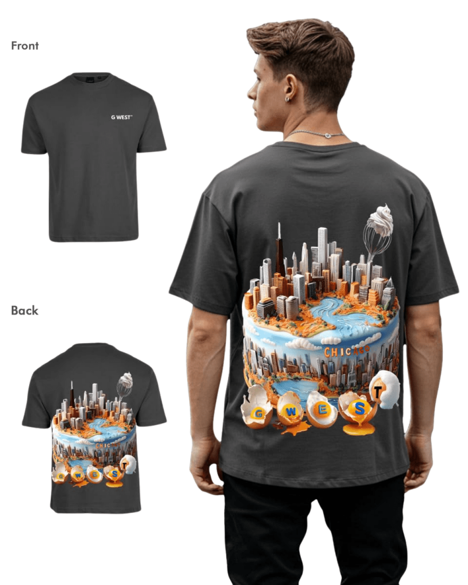 G West Mens Oversized Chicago Cake Tee G West