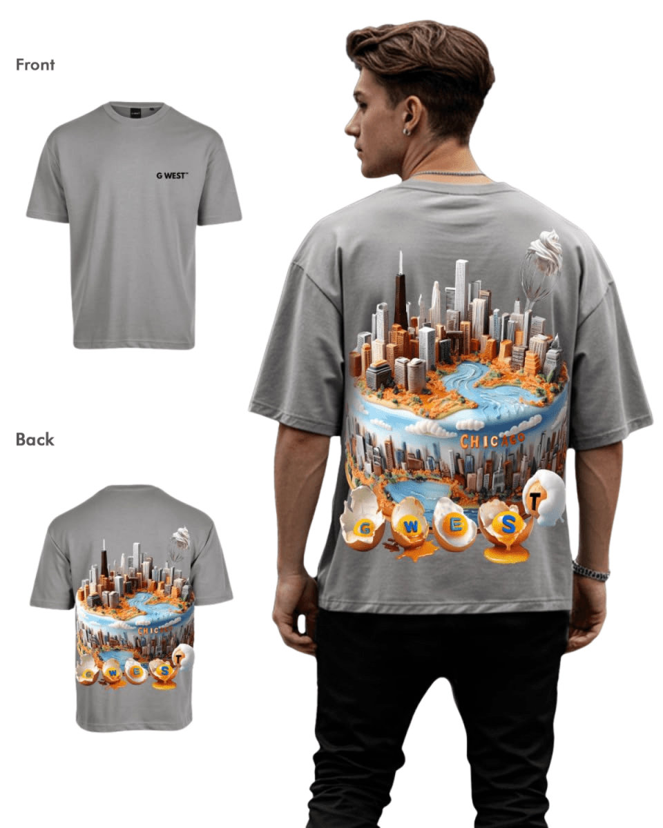 G West Mens Oversized Chicago Cake Tee G West