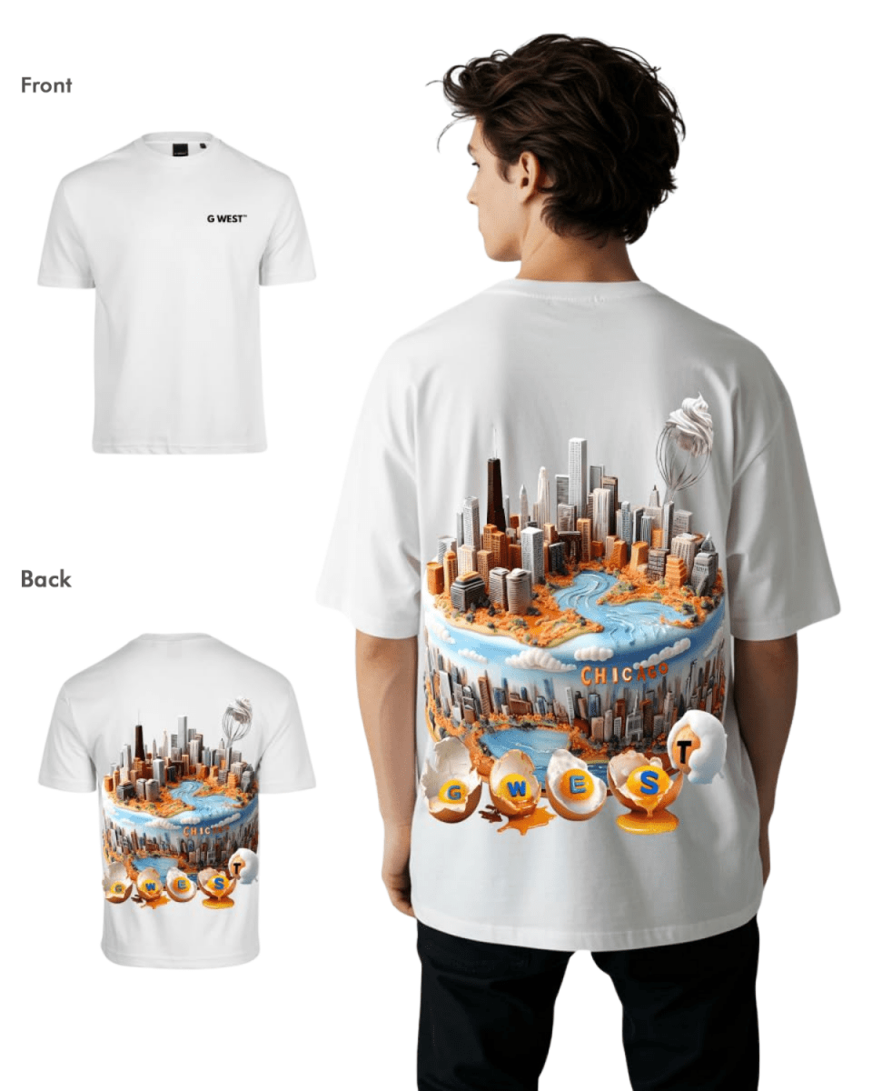 G West Mens Oversized Chicago Cake Tee G West