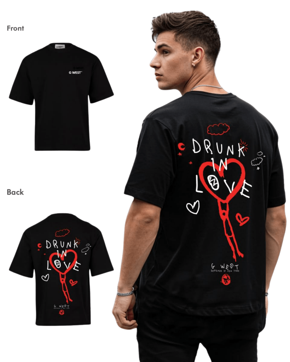 G West Mens Oversized Drunk In Love Tee G West