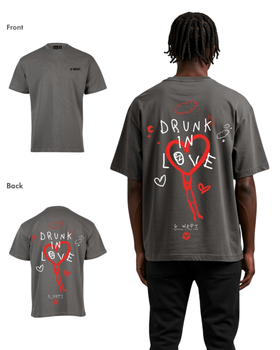 G West Mens Oversized Drunk In Love Tee G West