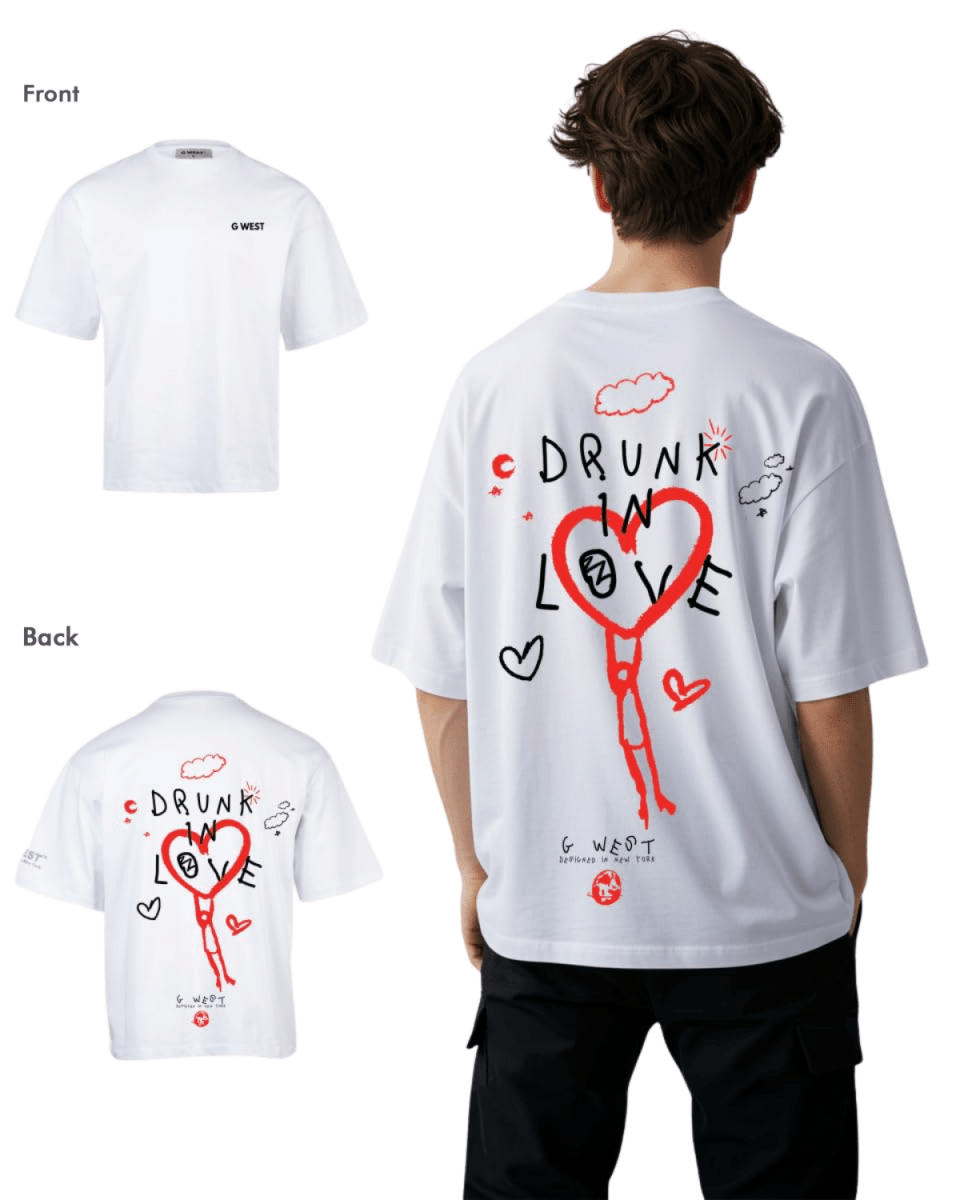 G West Mens Oversized Drunk In Love Tee G West