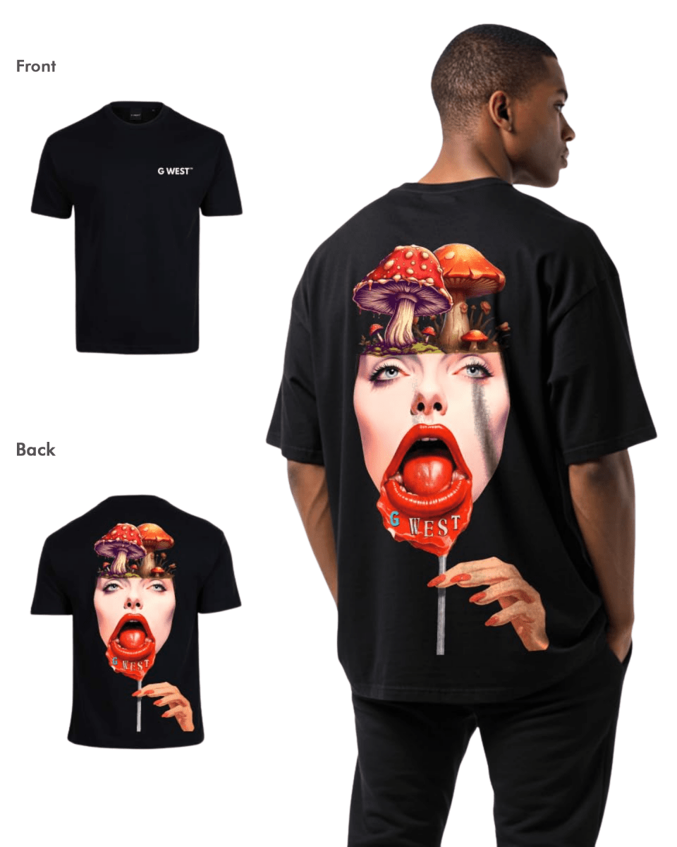 G West Mens Oversized Lollipop Mushroom Oversized Tee G West