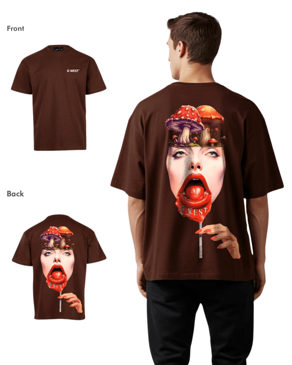G West Mens Oversized Lollipop Mushroom Oversized Tee G West