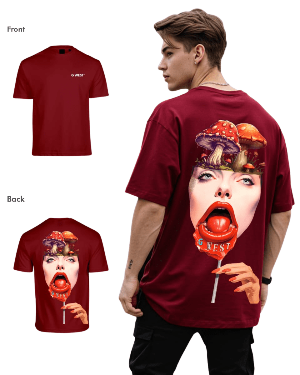 G West Mens Oversized Lollipop Mushroom Oversized Tee G West