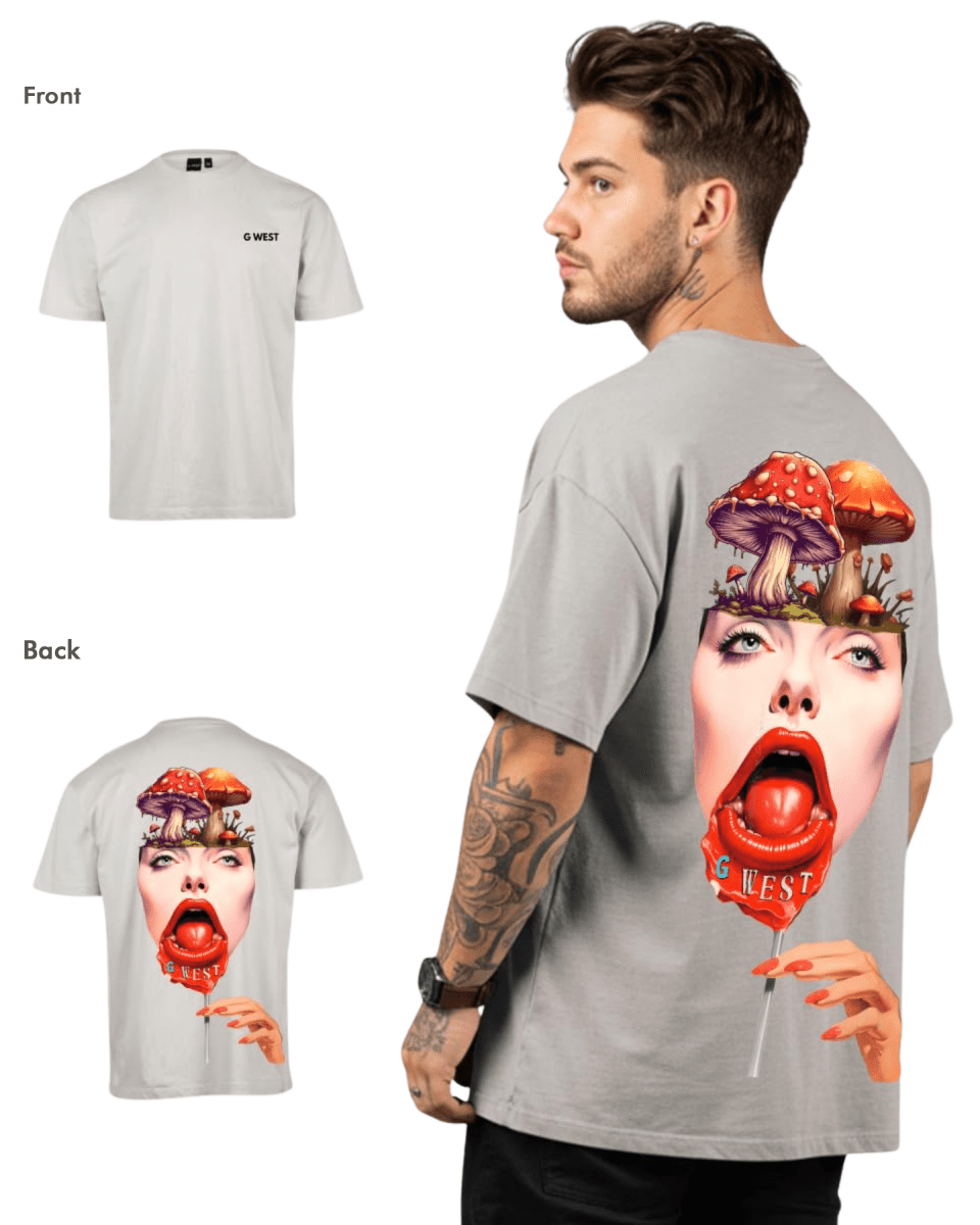 G West Mens Oversized Lollipop Mushroom Oversized Tee G West