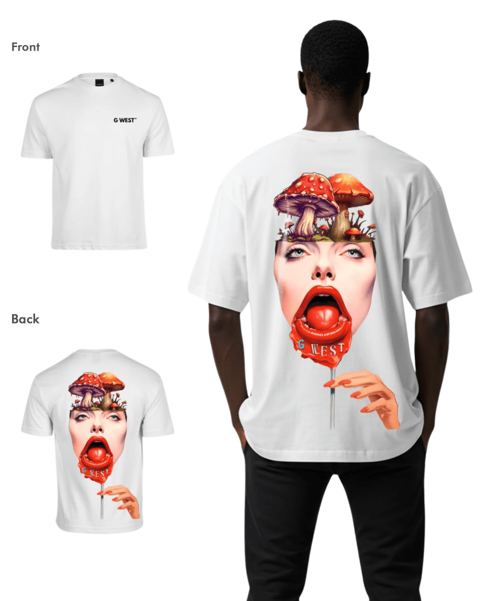 G West Mens Oversized Lollipop Mushroom Oversized Tee G West
