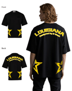 G West Mens Oversized Louisiana Arch Logo Black Tee G West
