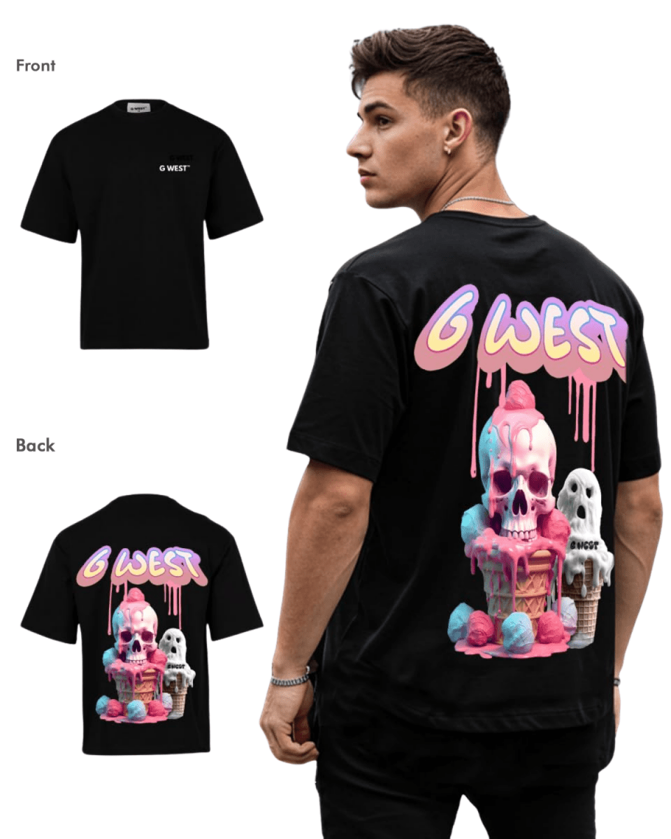 G West Mens Oversized Melting Ice Cream Tee G West