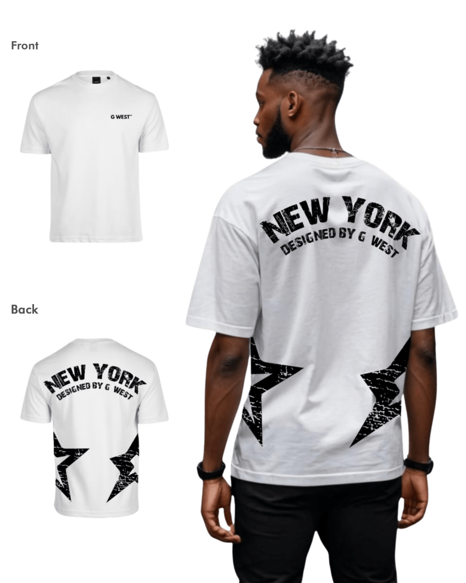 G West Mens Oversized New York Arch Logo Tee Gwdtfl9053 - 2 Colors G West