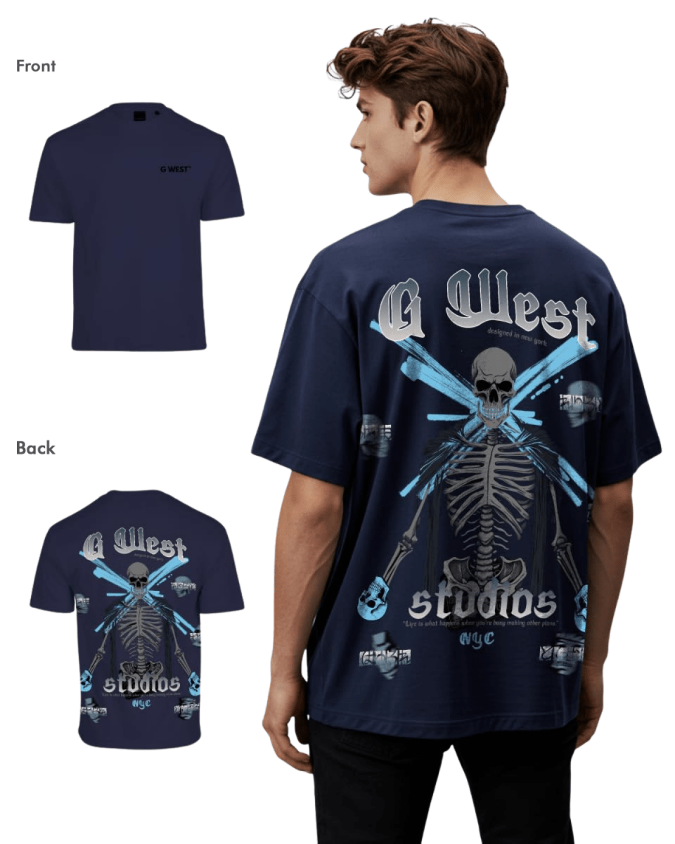 G West Mens Oversized Skull Tee G West