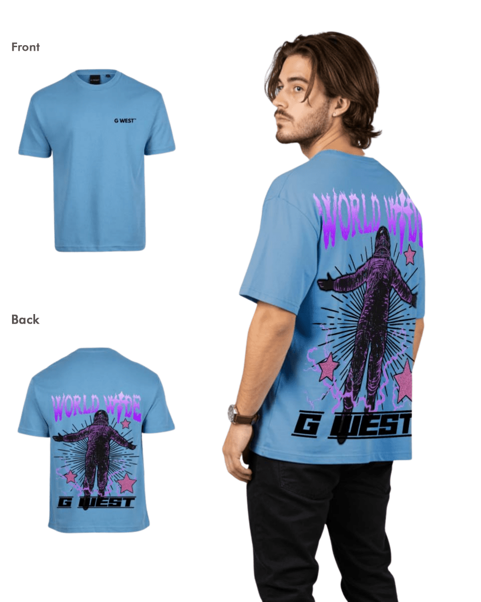 G West Mens Oversized World Wide Star Tee G West