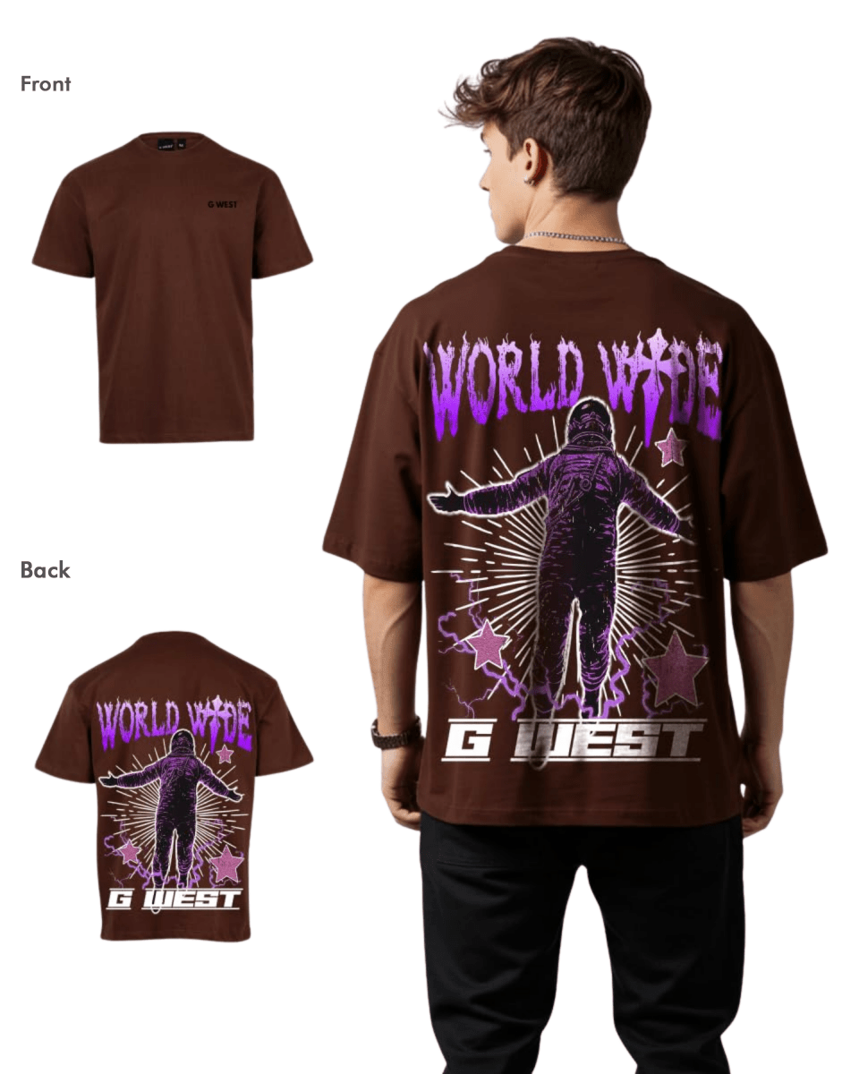 G West Mens Oversized World Wide Star Tee G West