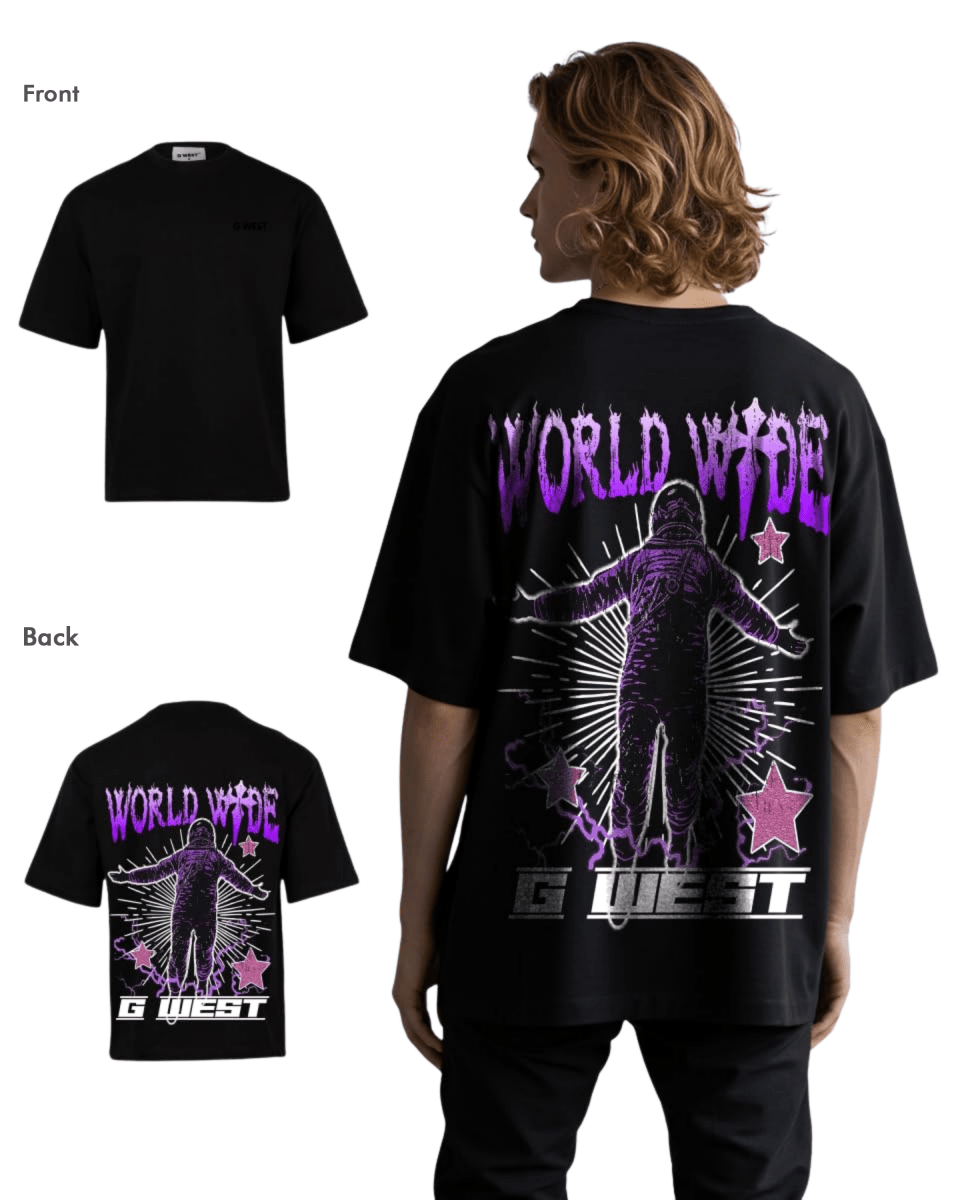 G West Mens Oversized World Wide Star Tee G West