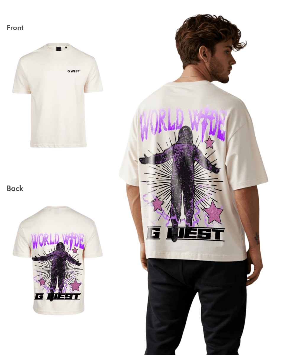 G West Mens Oversized World Wide Star Tee G West