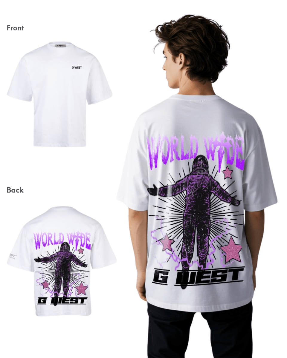G West Mens Oversized World Wide Star Tee G West
