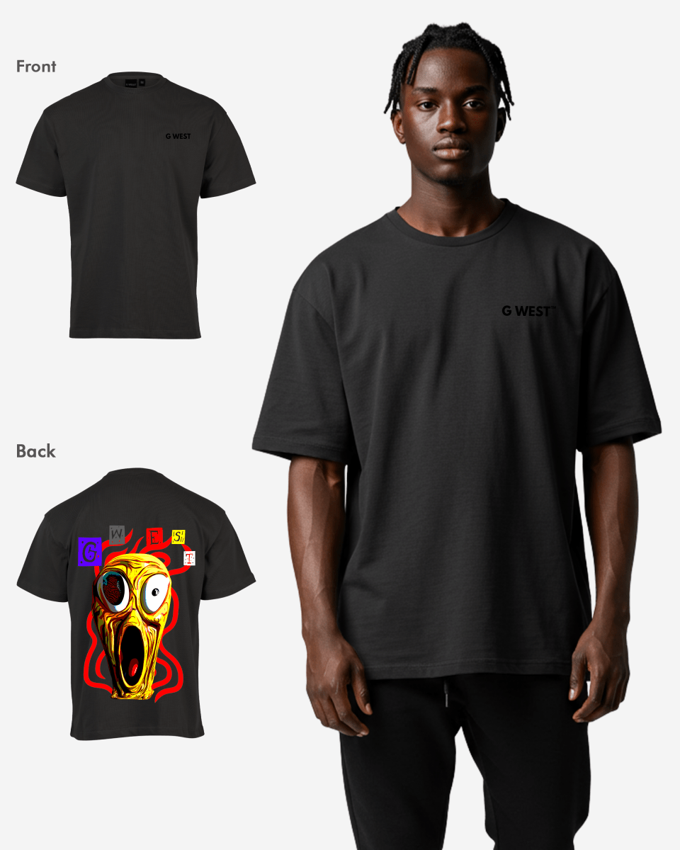 G West Mens Oversized Yellow Face Life Style Tee G West